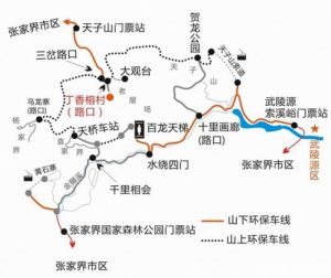 張家界武陵源8天遊覽路線地圖，港澳遊客自由行行程參考圖
